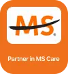 MS logo with orange swish and text Partner in MS Care below it.