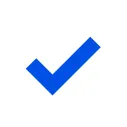 Blue checkmark icon on white background.