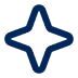 Four-pointed star icon with rounded edges in dark blue.