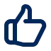 Blue thumbs-up icon indicating approval or like.
