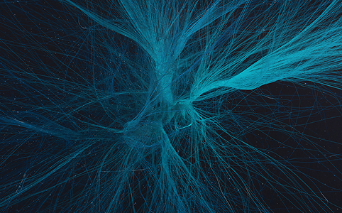 Blue neural map against a deep blue background