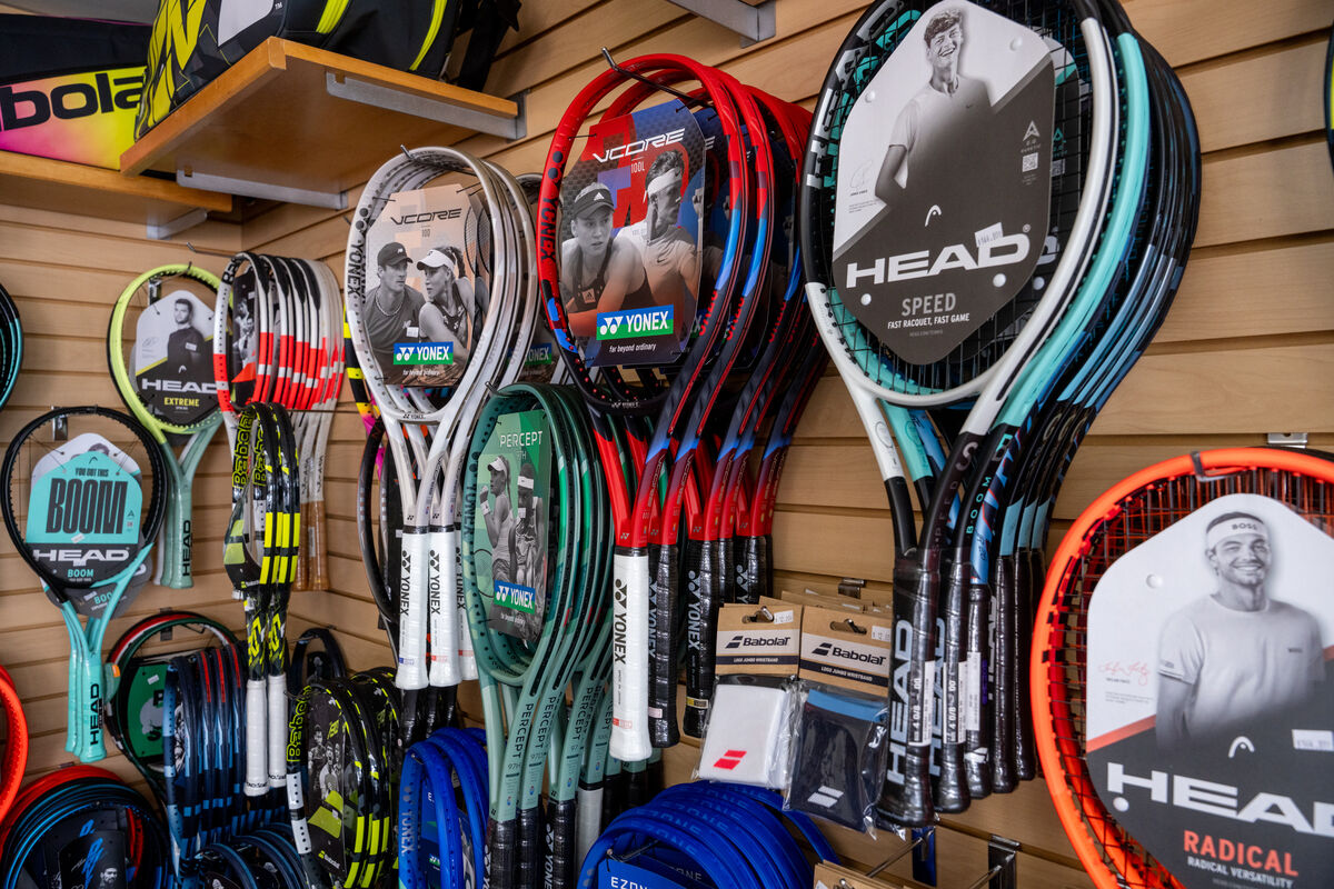 Tennis racket collection for Coronado Tennis Pro Shop in San Diego