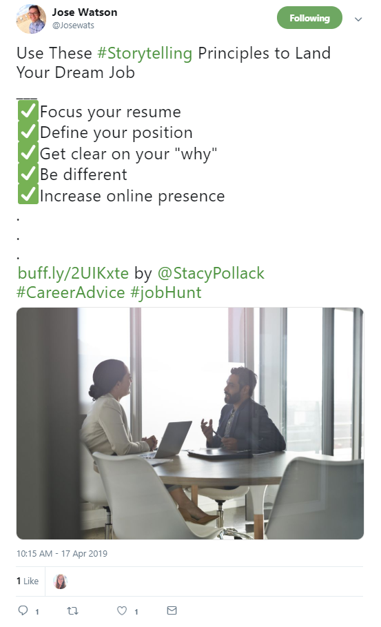 Jose Watson's Tweet on employer brand