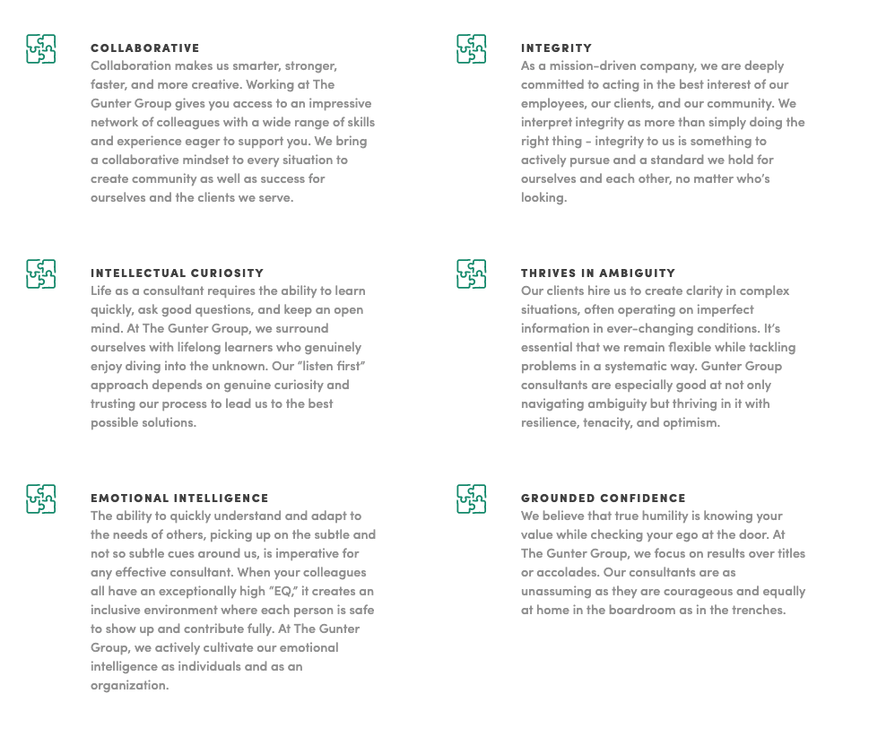 The Gunter Group Values
