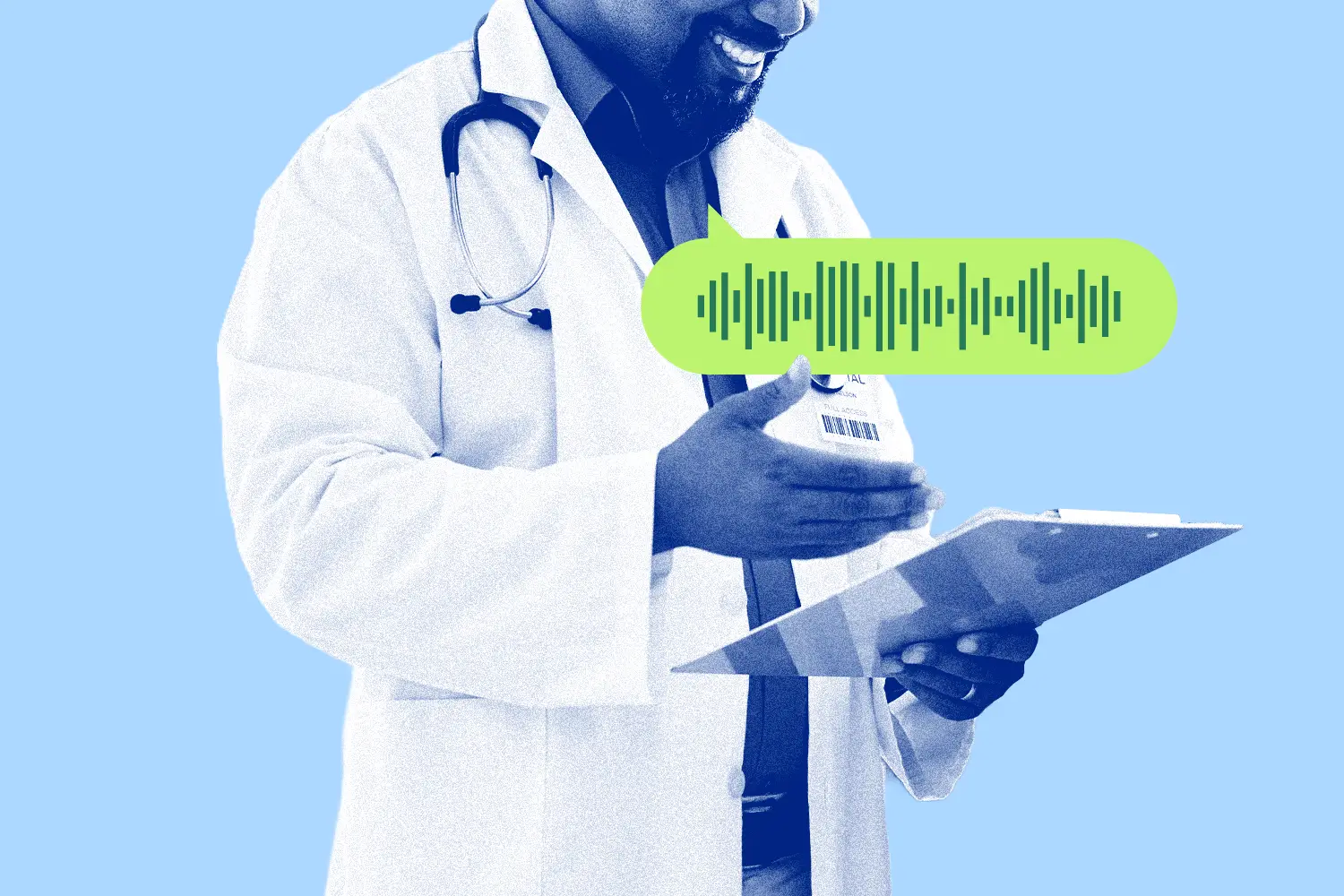 Doctor reviewing AI-generated clinical notes with an AI medical scribe during a healthcare documentation workflow
