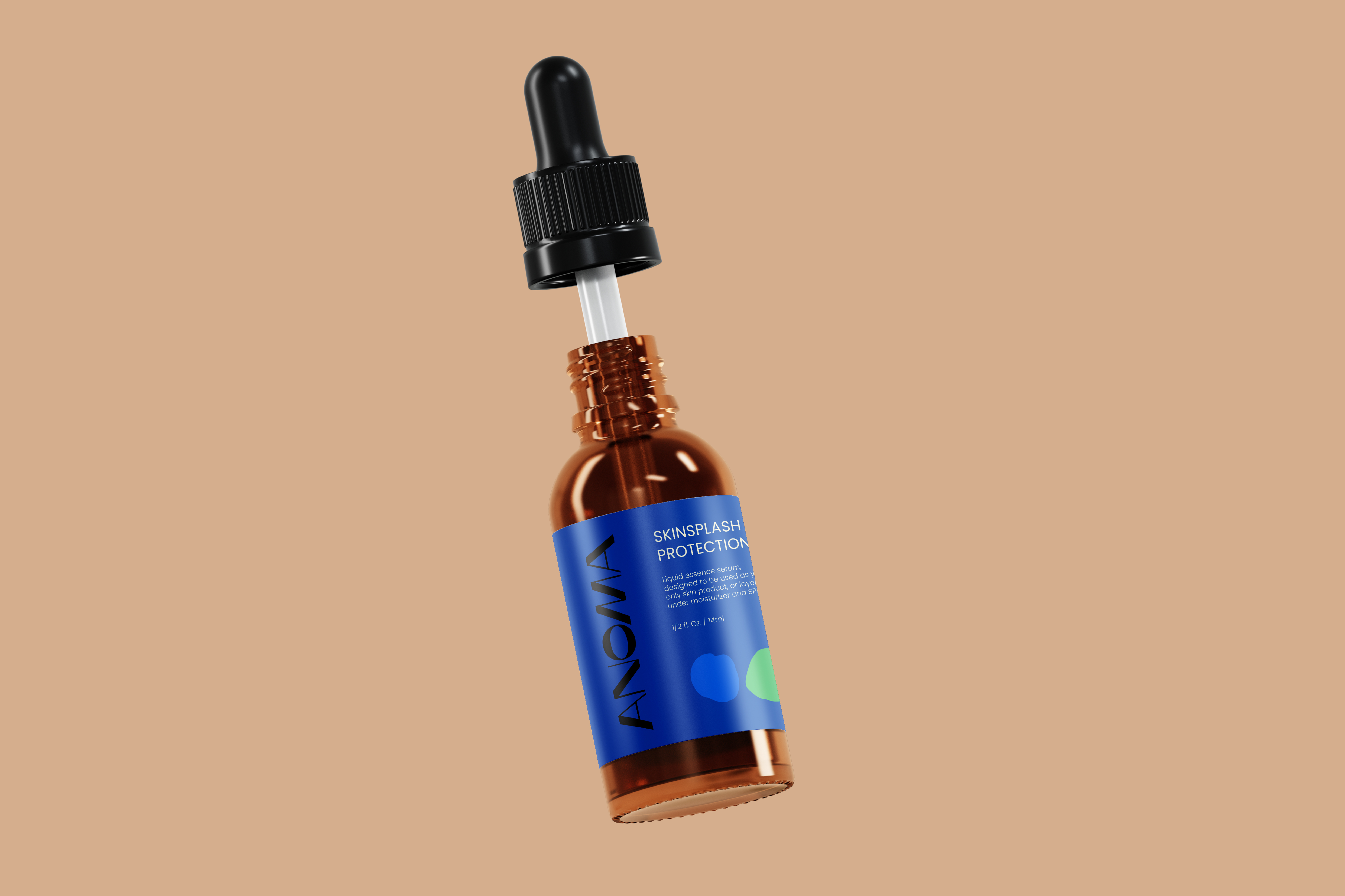 Product visualization of the ANOMA serum as part of the Zurich Pop-Up 2024 campaign.