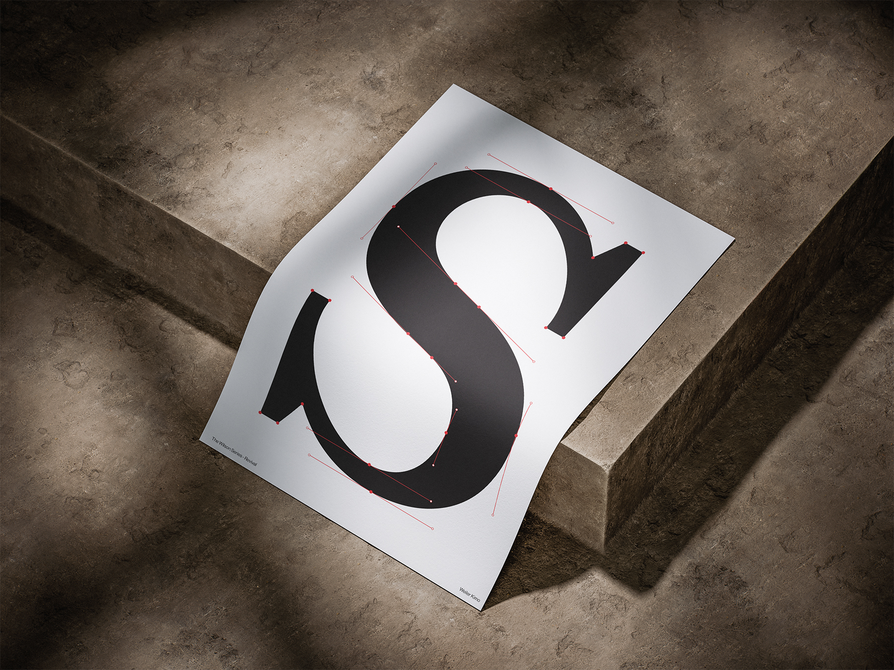 Mockup eines Posters mit grossem Buchstaben S aus der Wilson Series Revival, typografische Neuinterpretation.