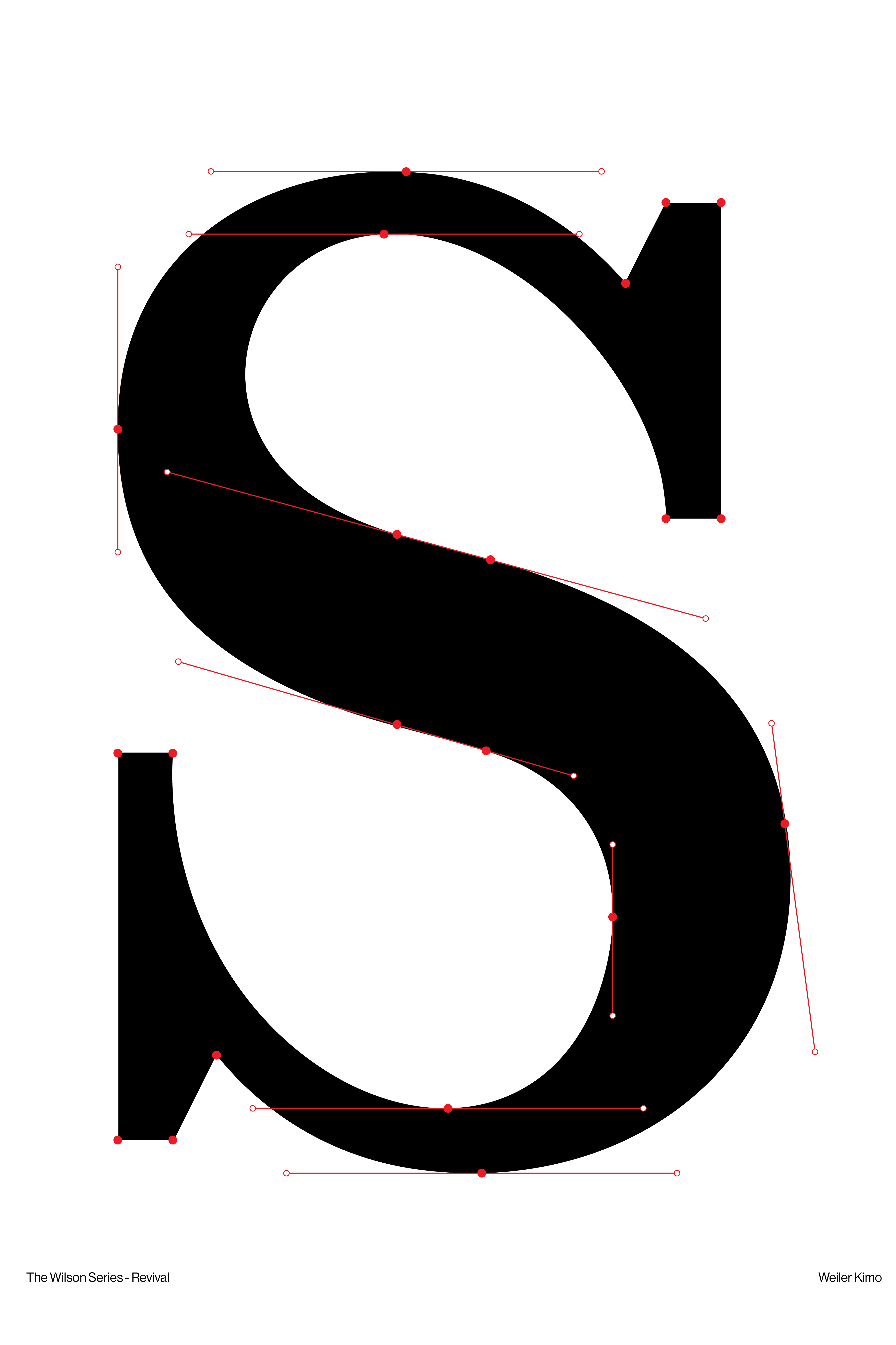 Typografisches Poster mit grossem Buchstaben S, Wilson Series Revival, Design mit Bézier-Kurven.
