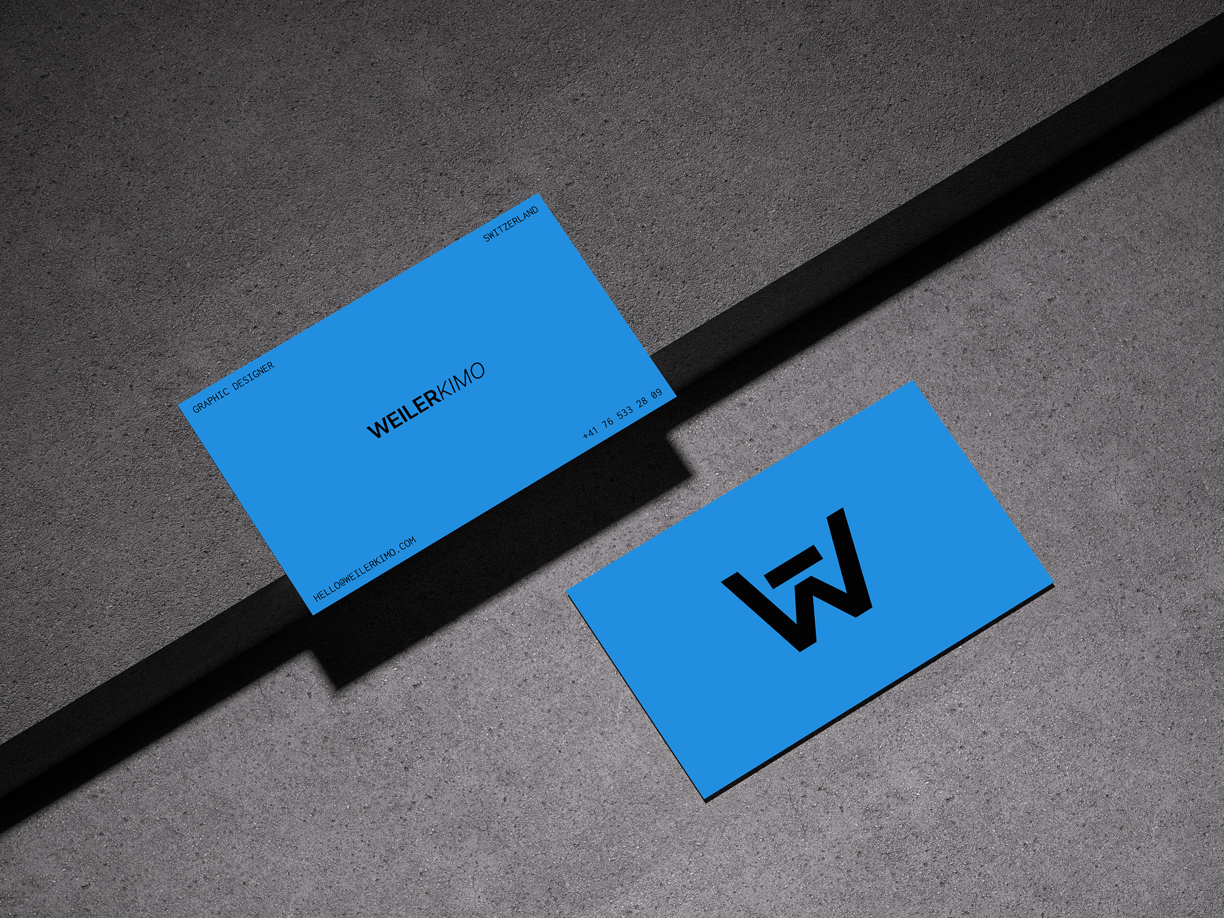 Identity card mockup showcasing the WEILERKIMO logo as a personal branding element, reinforcing individuality and recognition.