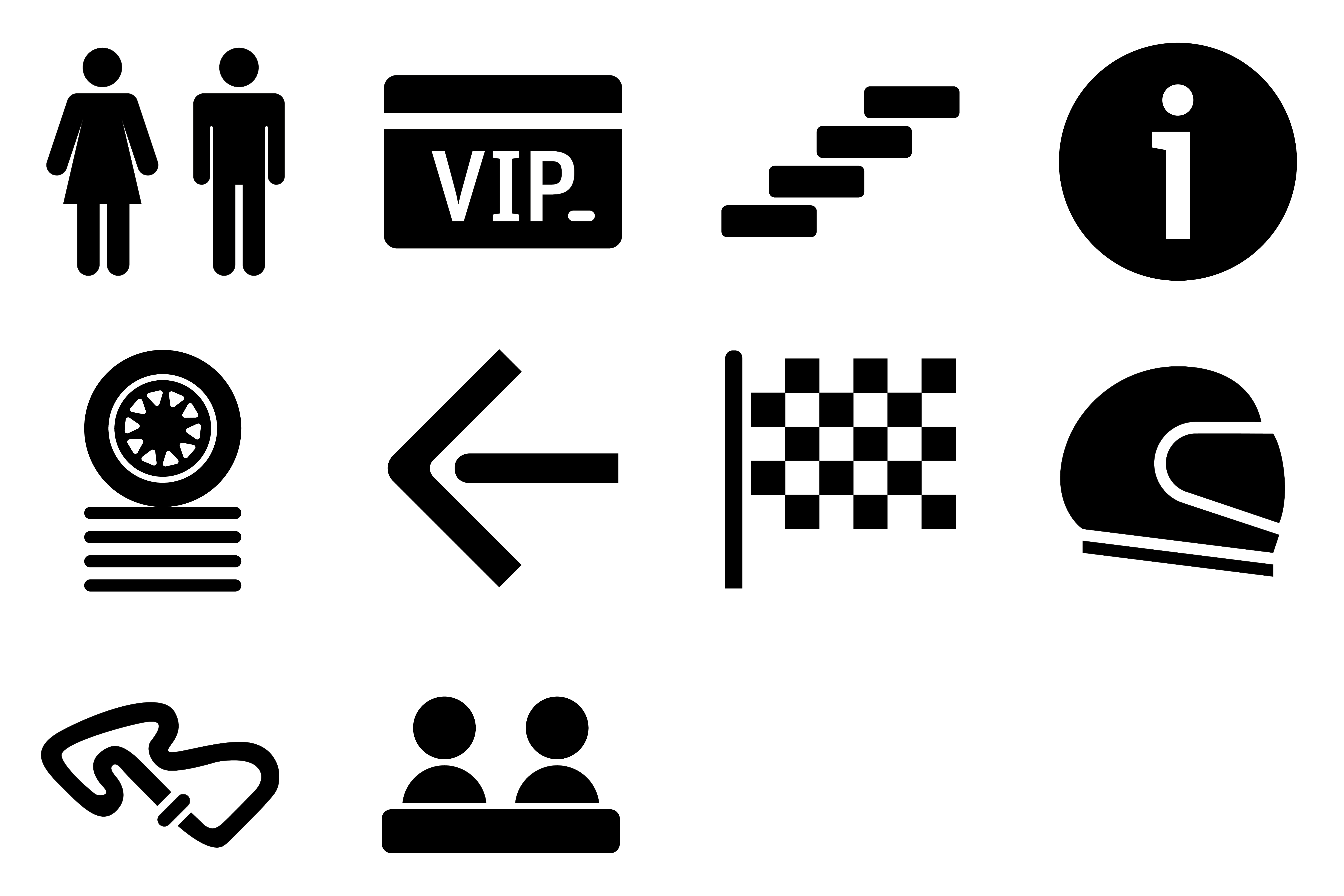 Custom-designed pictograms ensuring a unified signage language across the venue.