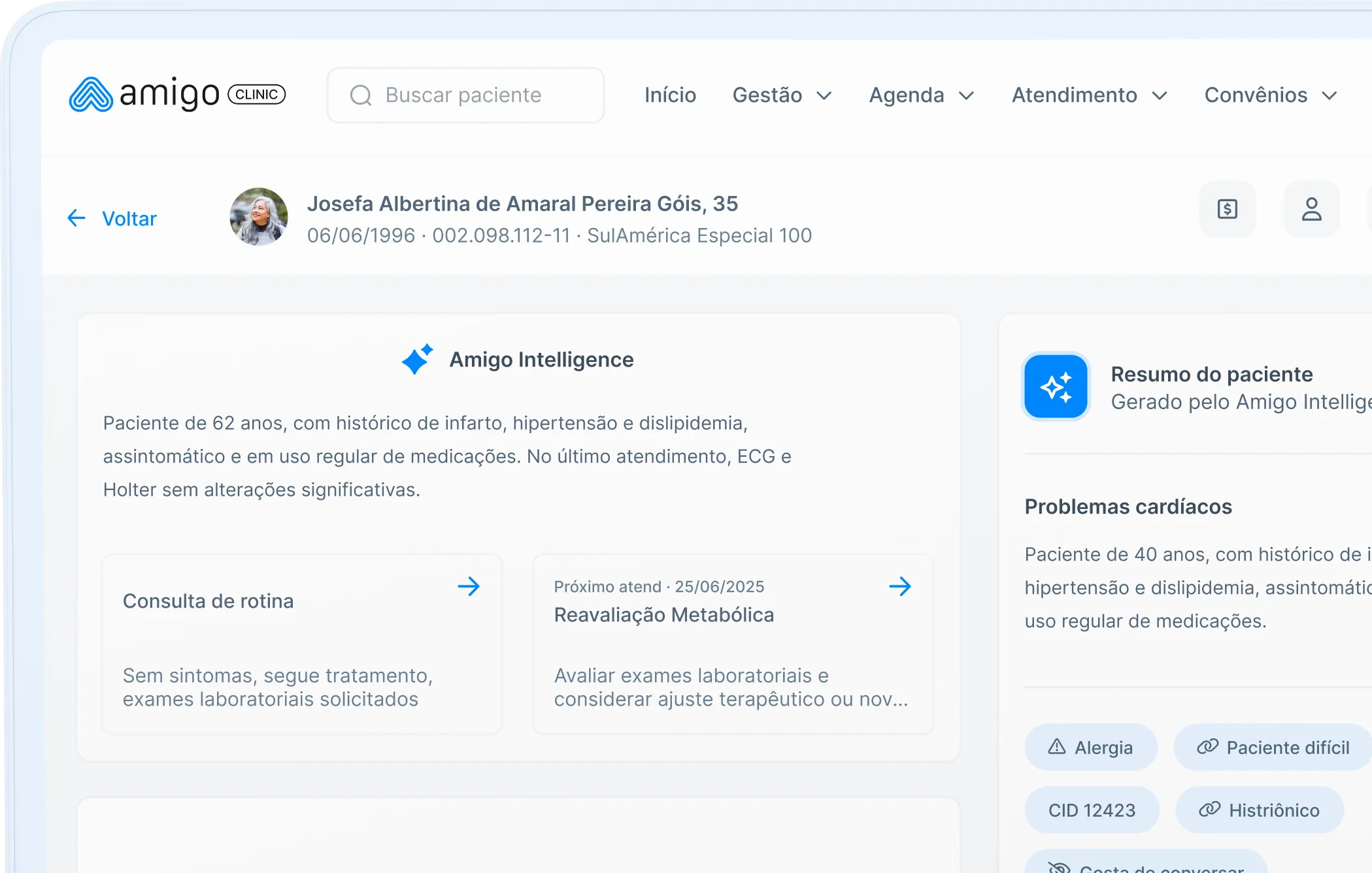 Ilustração dashboard Amigo Clinic