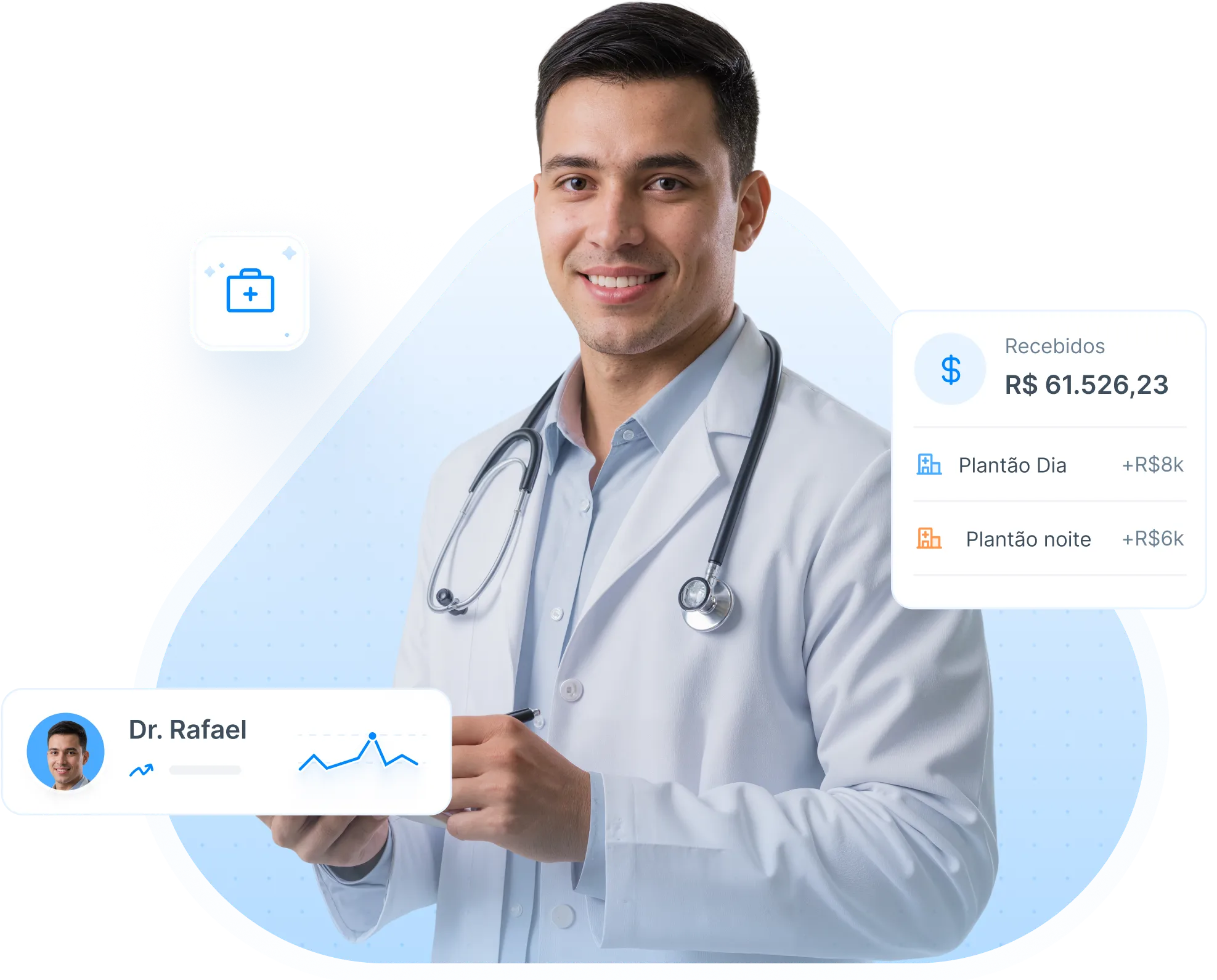 Imagem de um médico iniciando a carreira com auxílio da Amigo Tech