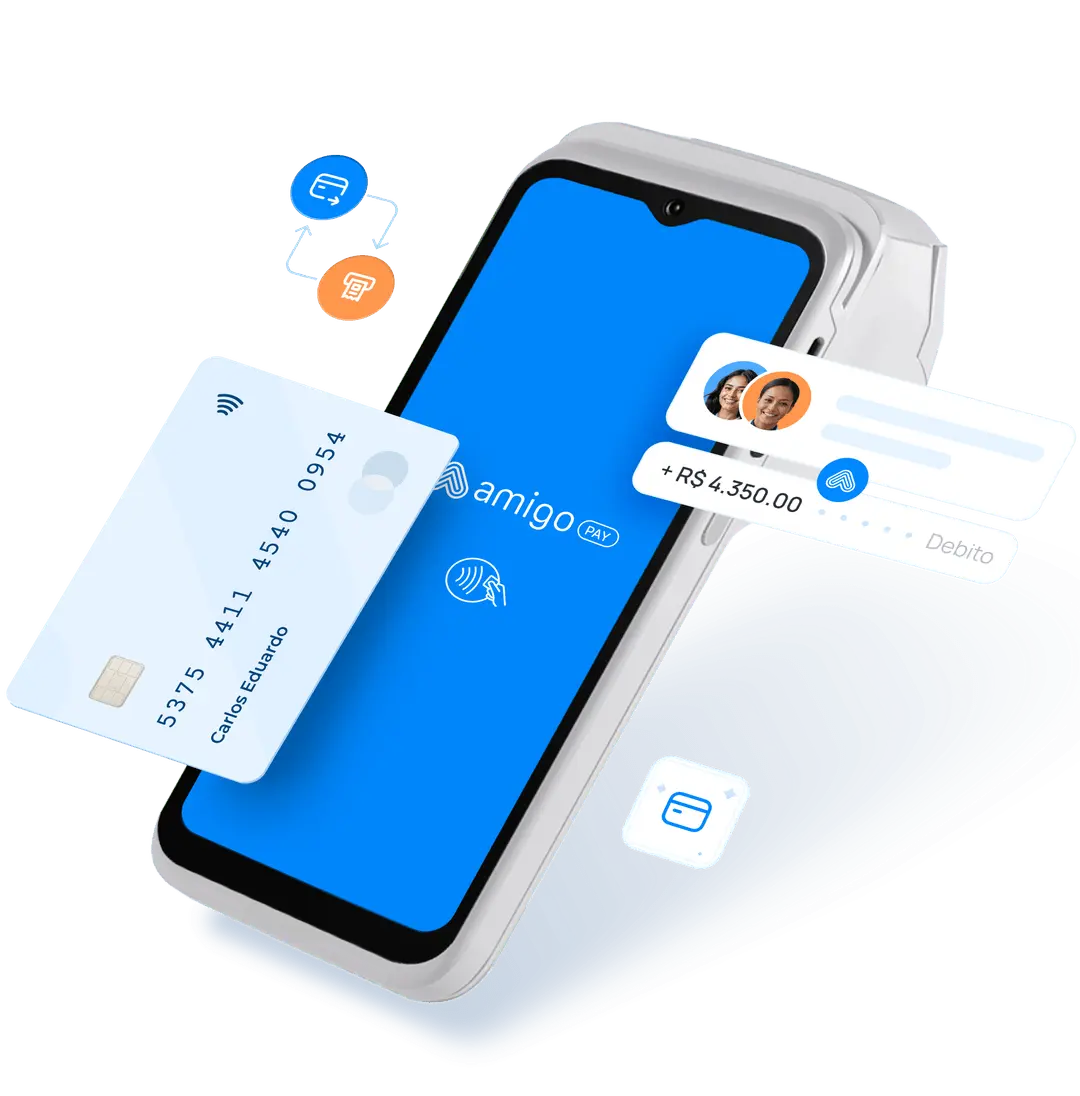 Imagem de maquineta de cartão com transação sendo efetuada