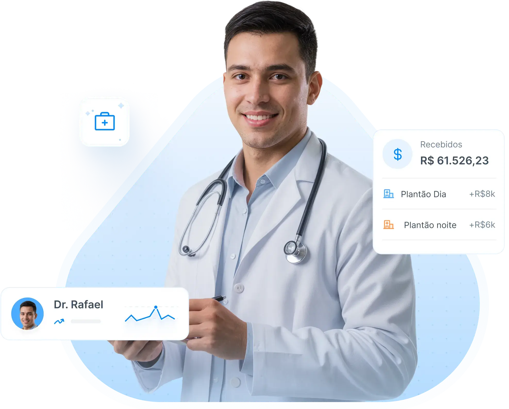 Imagem de um médico iniciando a carreira com auxílio da Amigo Tech