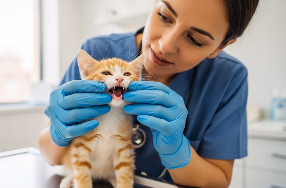 image of a veterinarian examining a dog