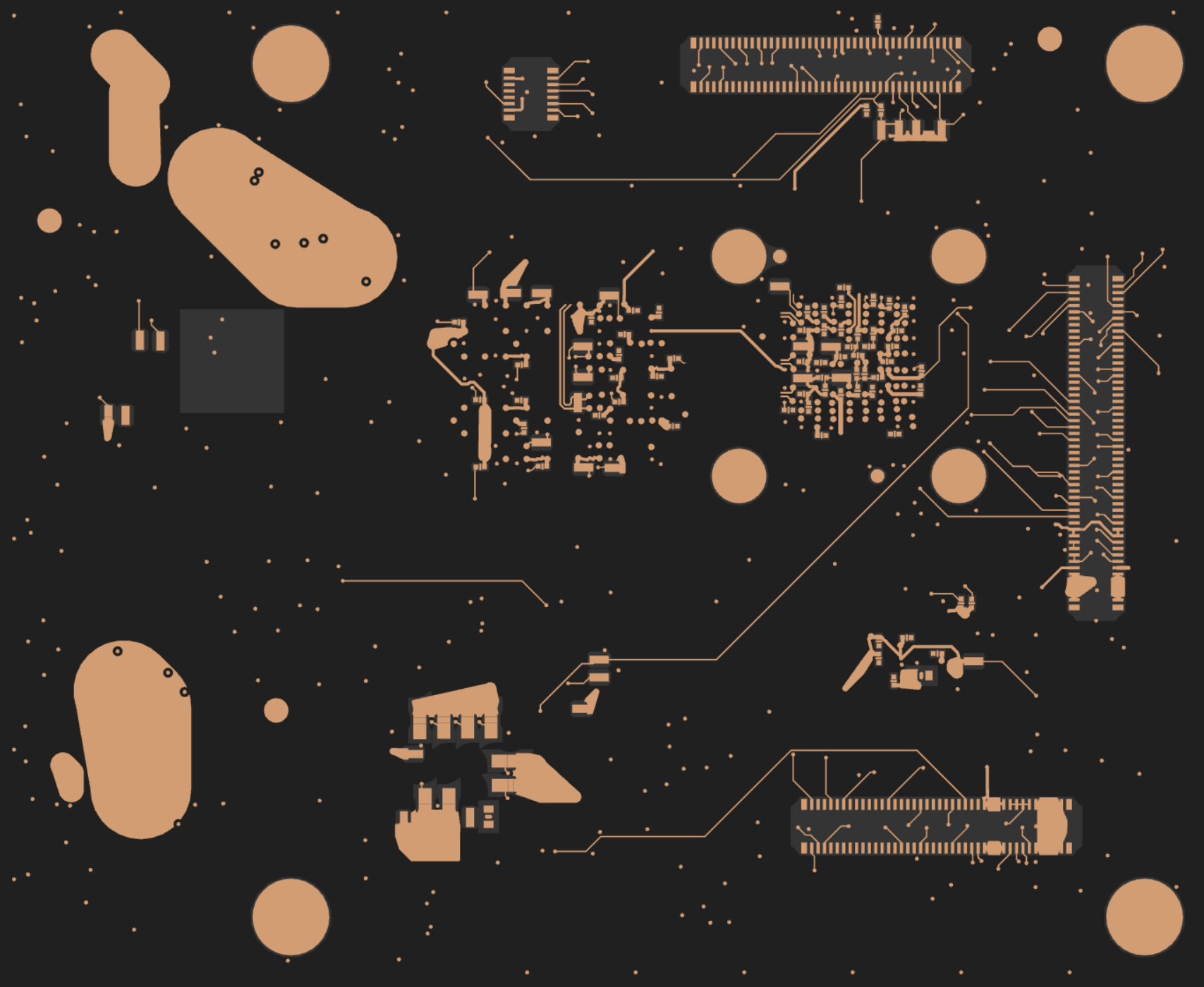 AI generated PCB design with copper fills.