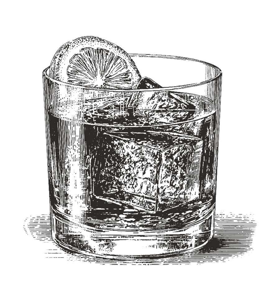 An illustration of a glass of whiskey