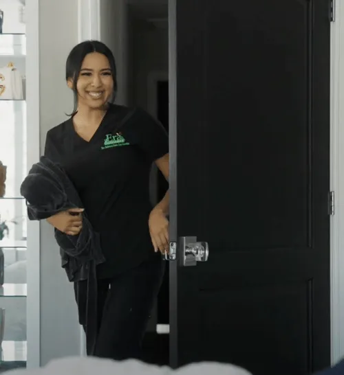 Caregiver feeding his patients