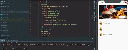 GIF showing development of mobile application code