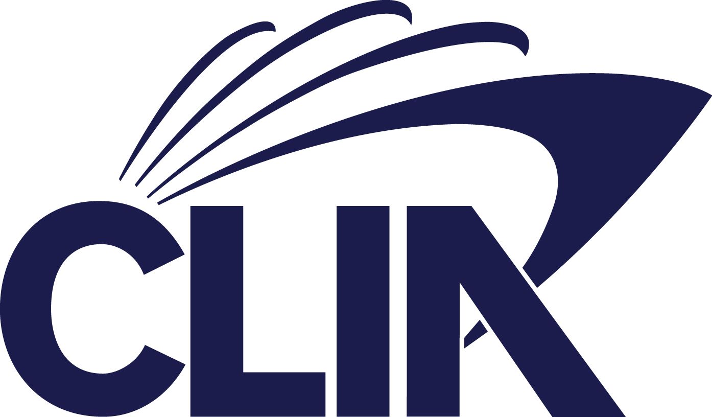 CLIR logo with a stylized swoosh arching over the letters.