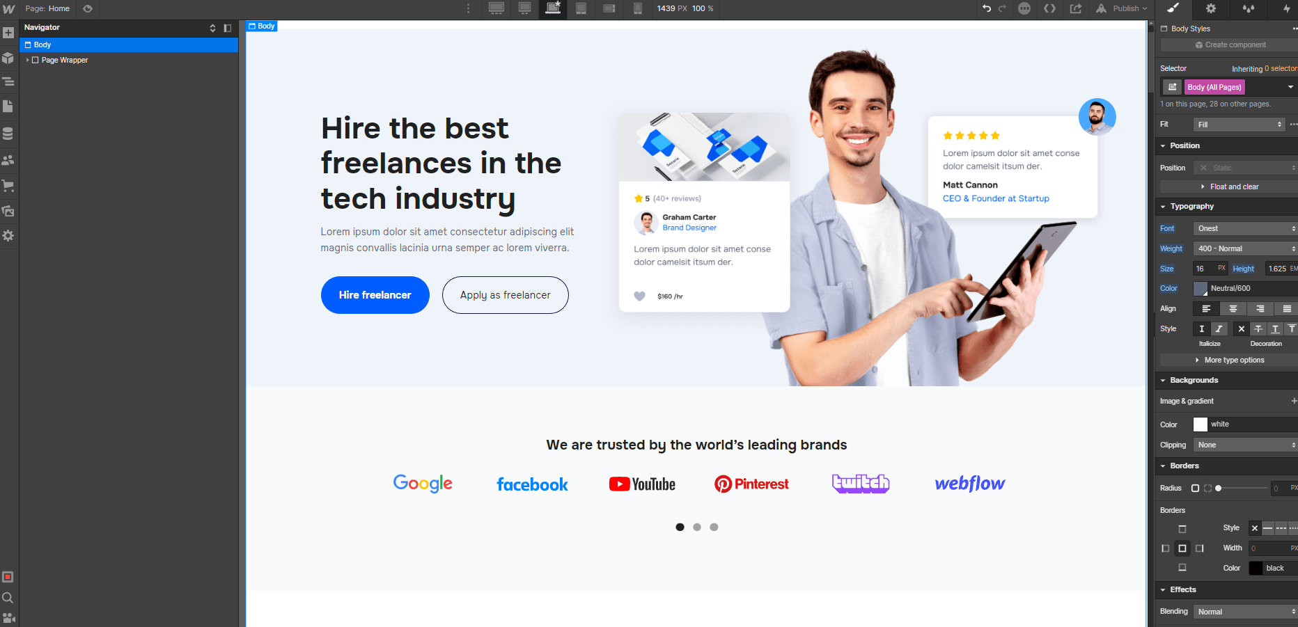 Typography - Workplace X Webflow Template