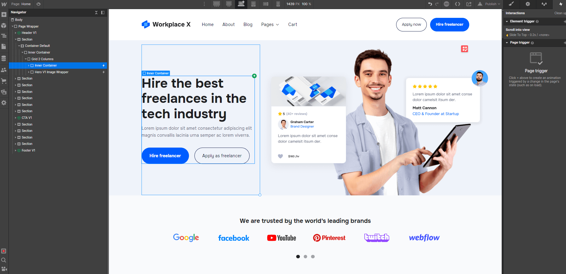 Animations - Workplace X Webflow Template