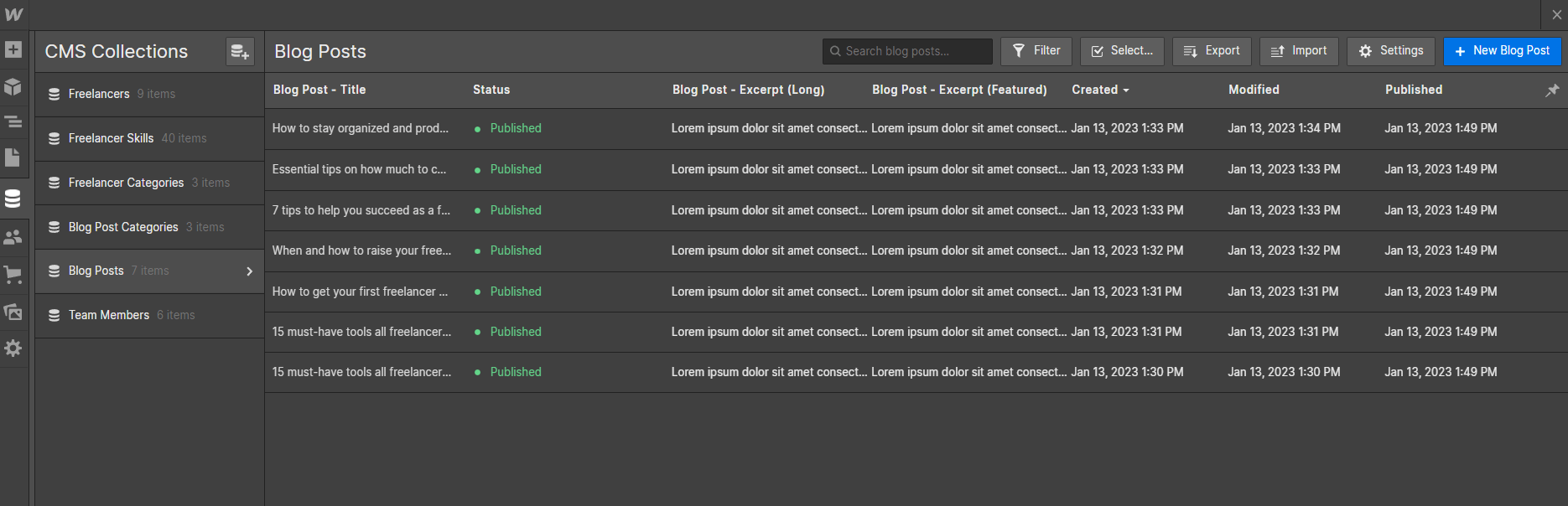 CMS Collection - Workplace X Webflow Template