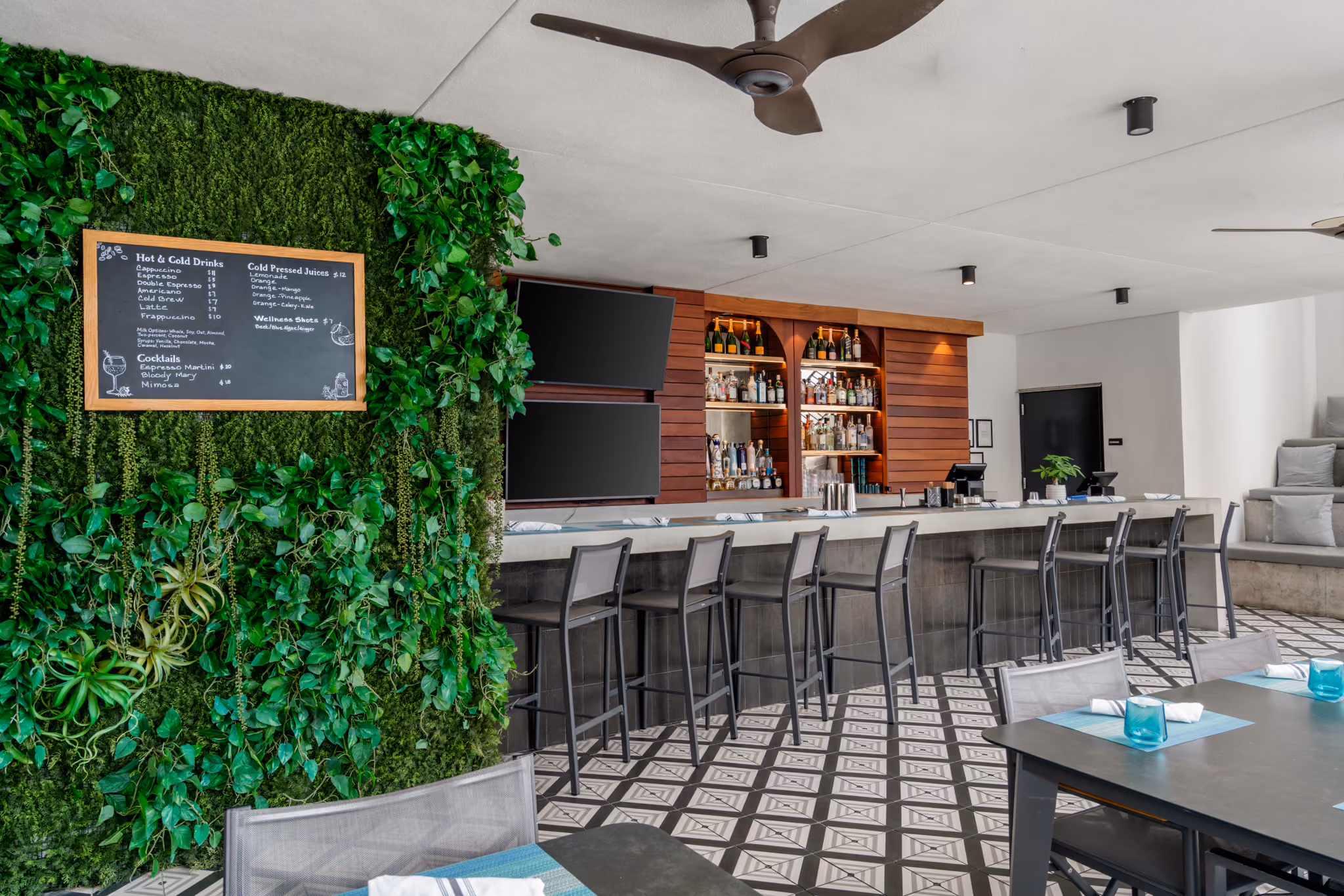 outdoor rooftop terrace bar with relaxing setting