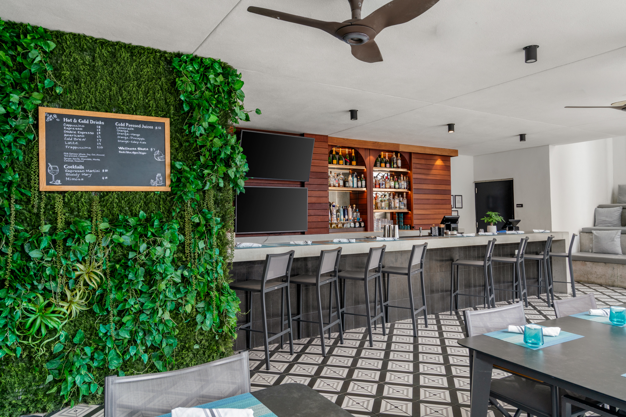 outdoor rooftop terrace bar with relaxing setting