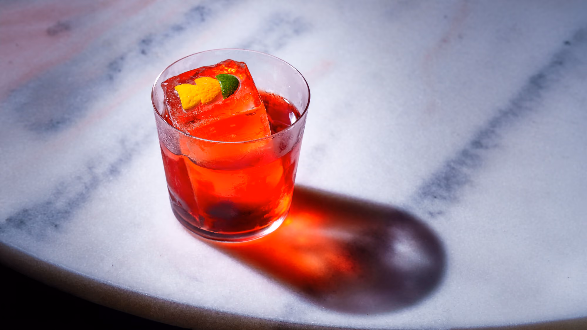 mixed drink on marble countertop