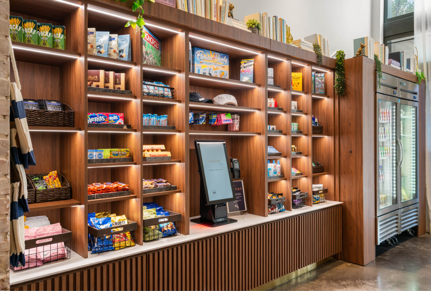 lobby market shelves stocked