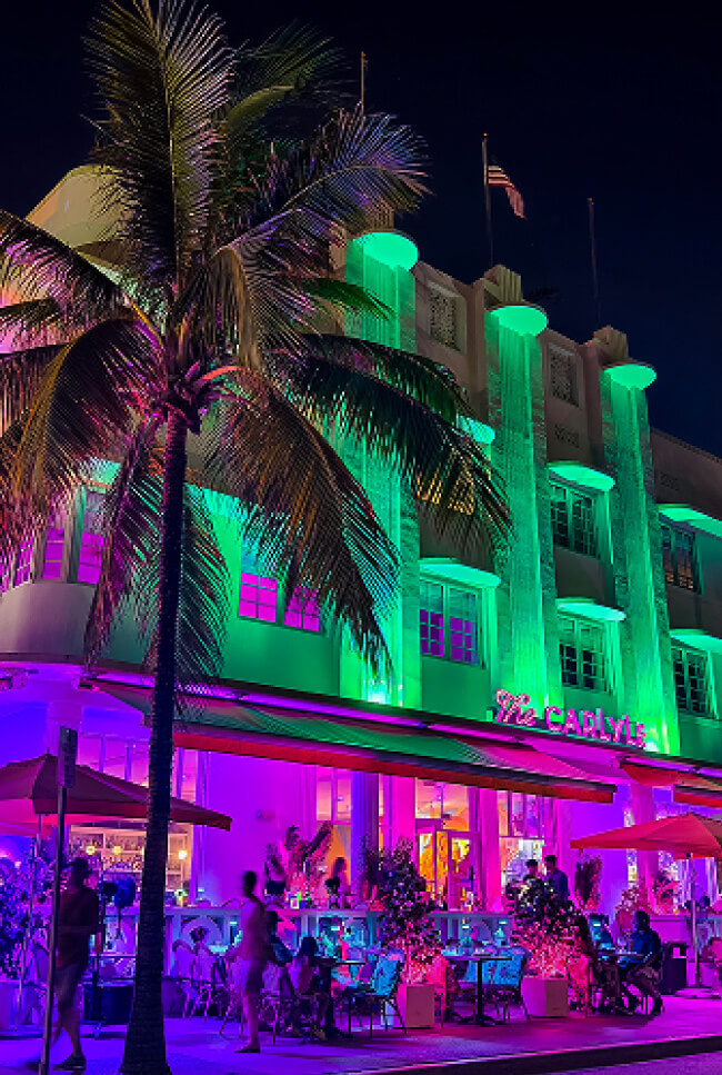 miami nightlife lighting up buildings