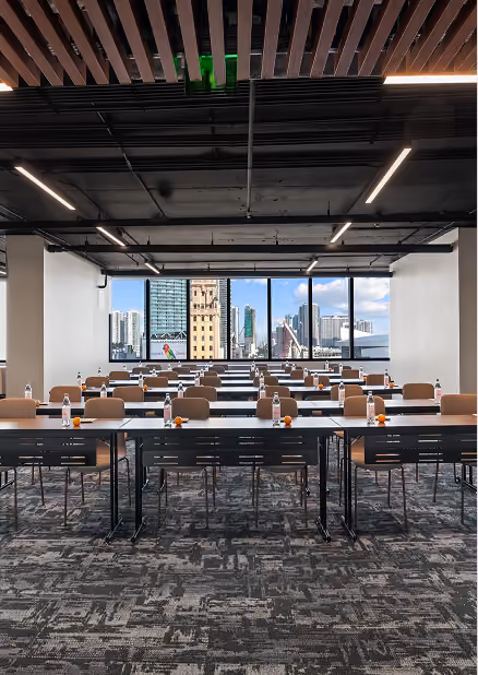 elser hotel meeting room with seating and view of miami
