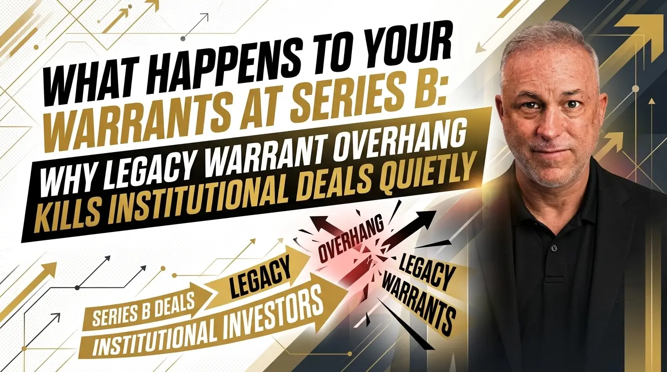 An infographic illustrating how a legacy warrant overhang can disrupt Series B deals and institutional investors.