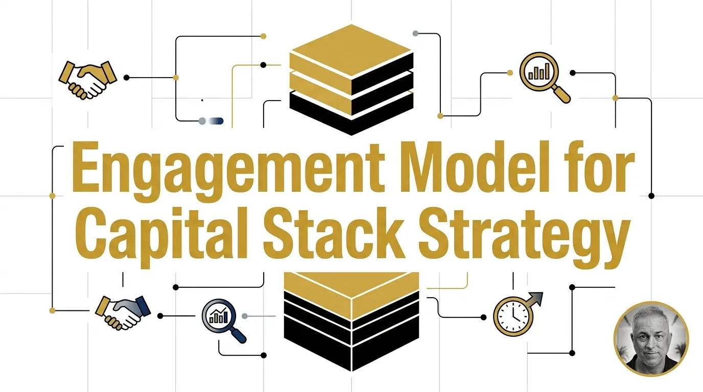 An engagement model showing the strategic process for capital stack advisory.