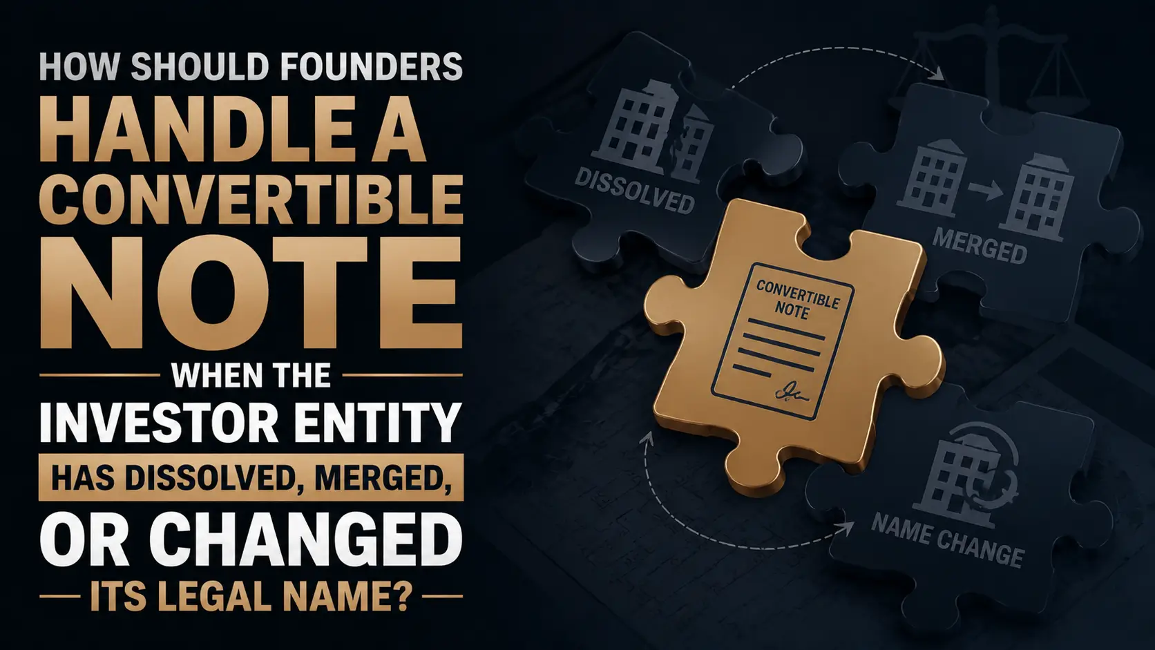 Convertible note checklist showing how founders should handle an investor entity that dissolved, merged, or changed its legal name