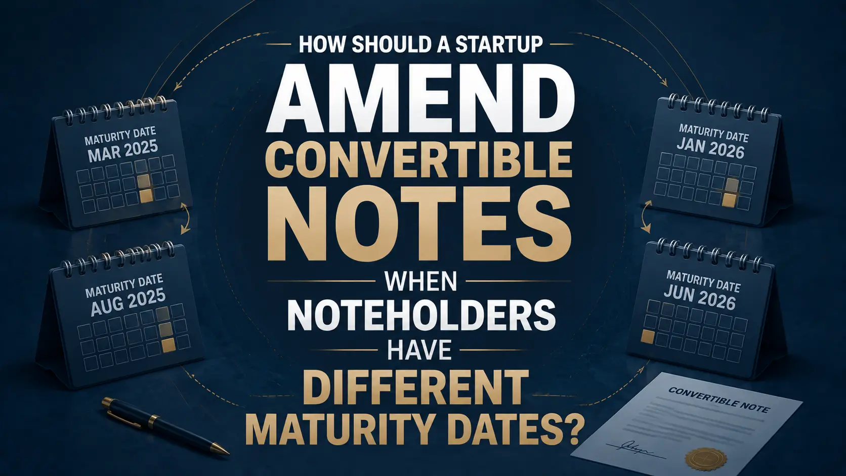 Convertible note amendment graphic showing how a startup can align different maturity dates across noteholders