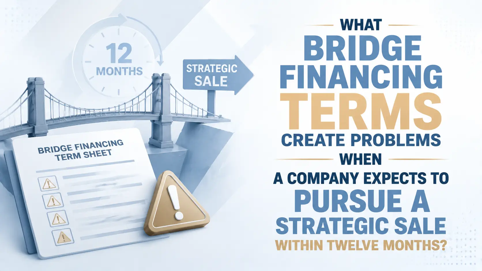Bridge financing term sheet warning of terms that can hinder a strategic sale within 12 months