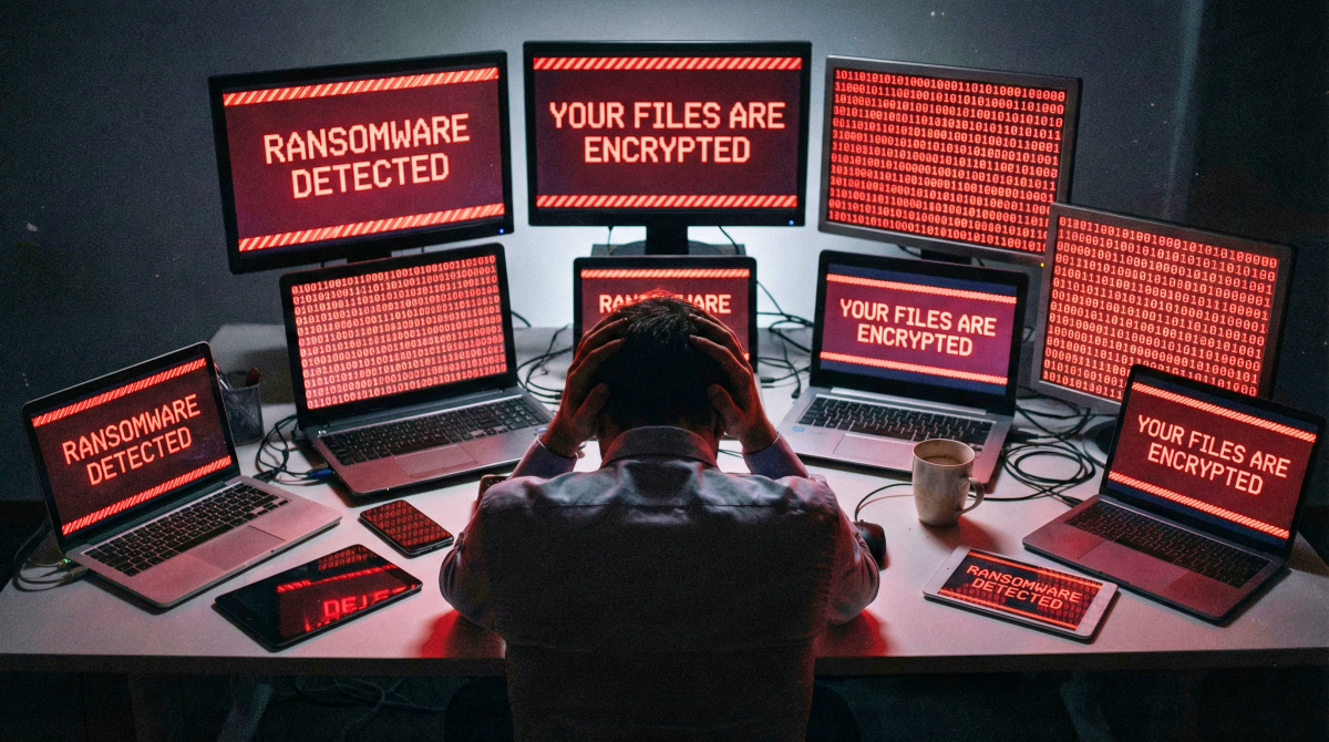 laptop screen showing phishing warning or cybersecurity alert