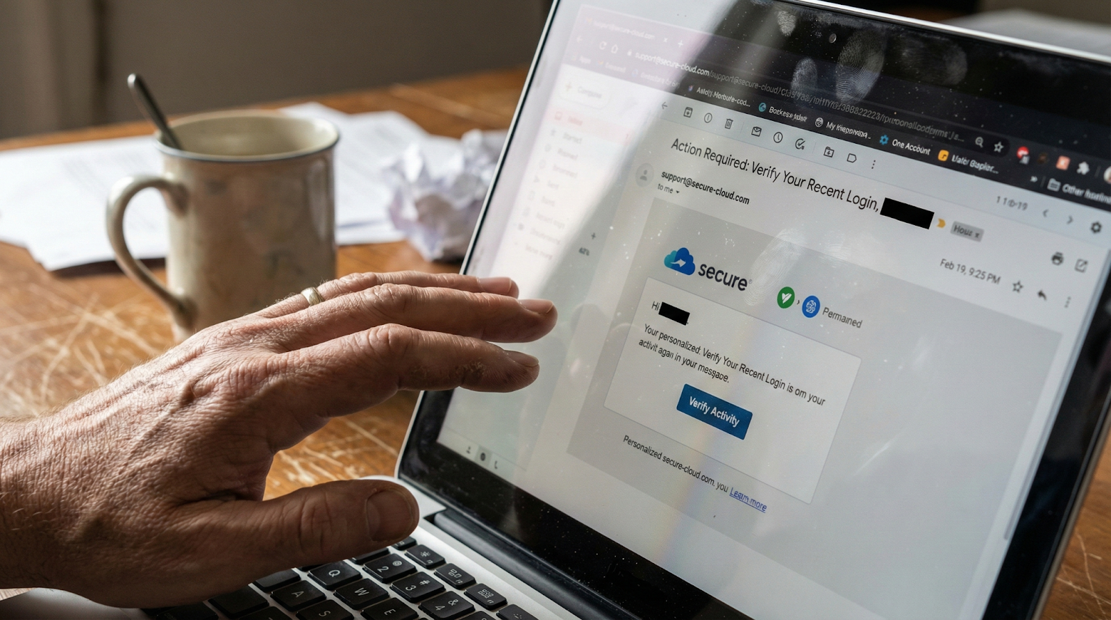 AI-generated phishing email showing personalized content with professional formatting and realistic sender details