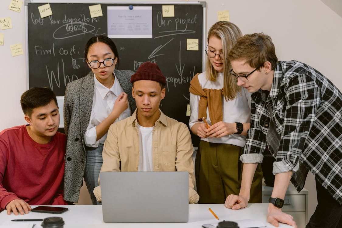 business team using technology