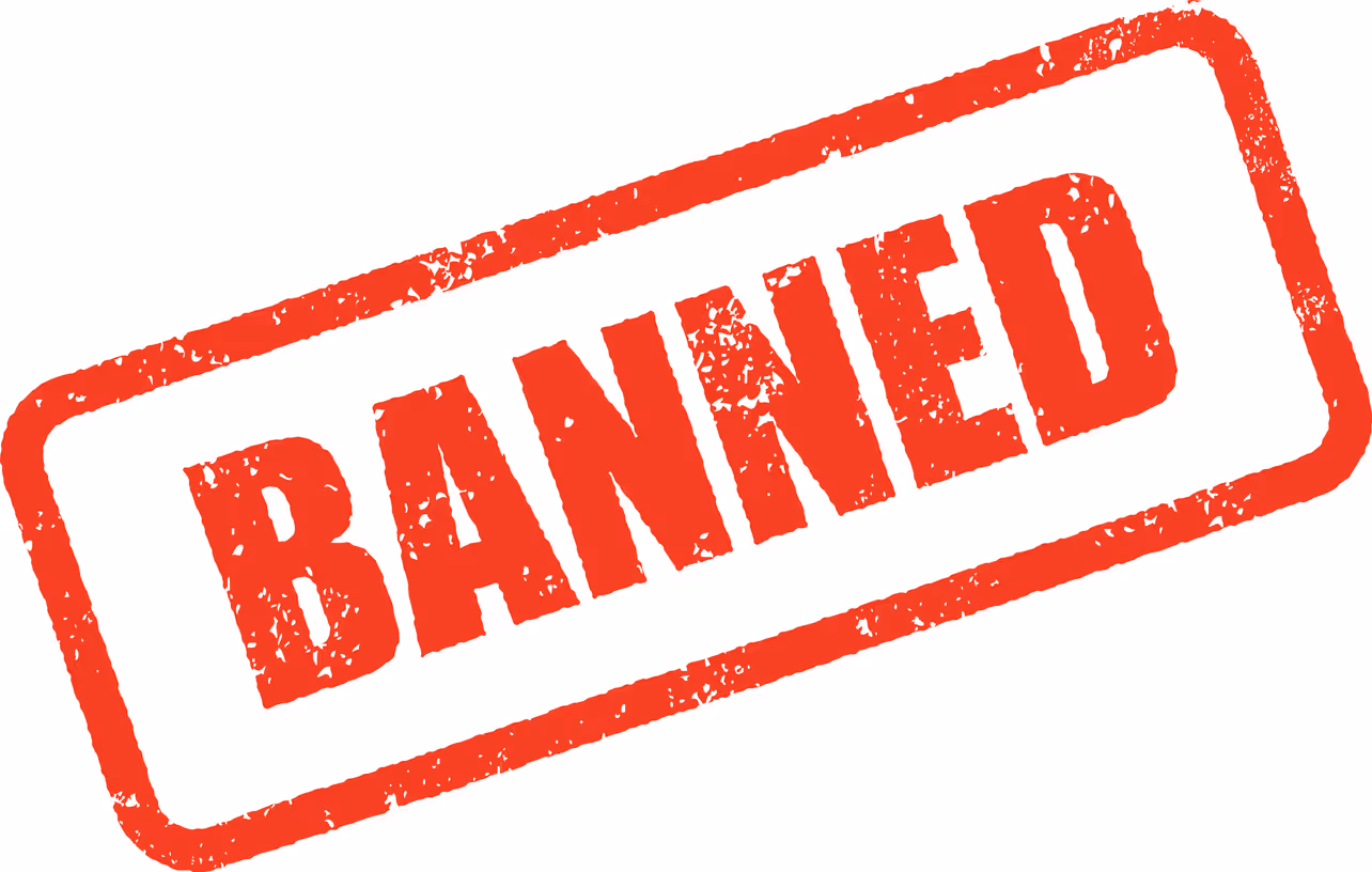 The word banned appears in red letters