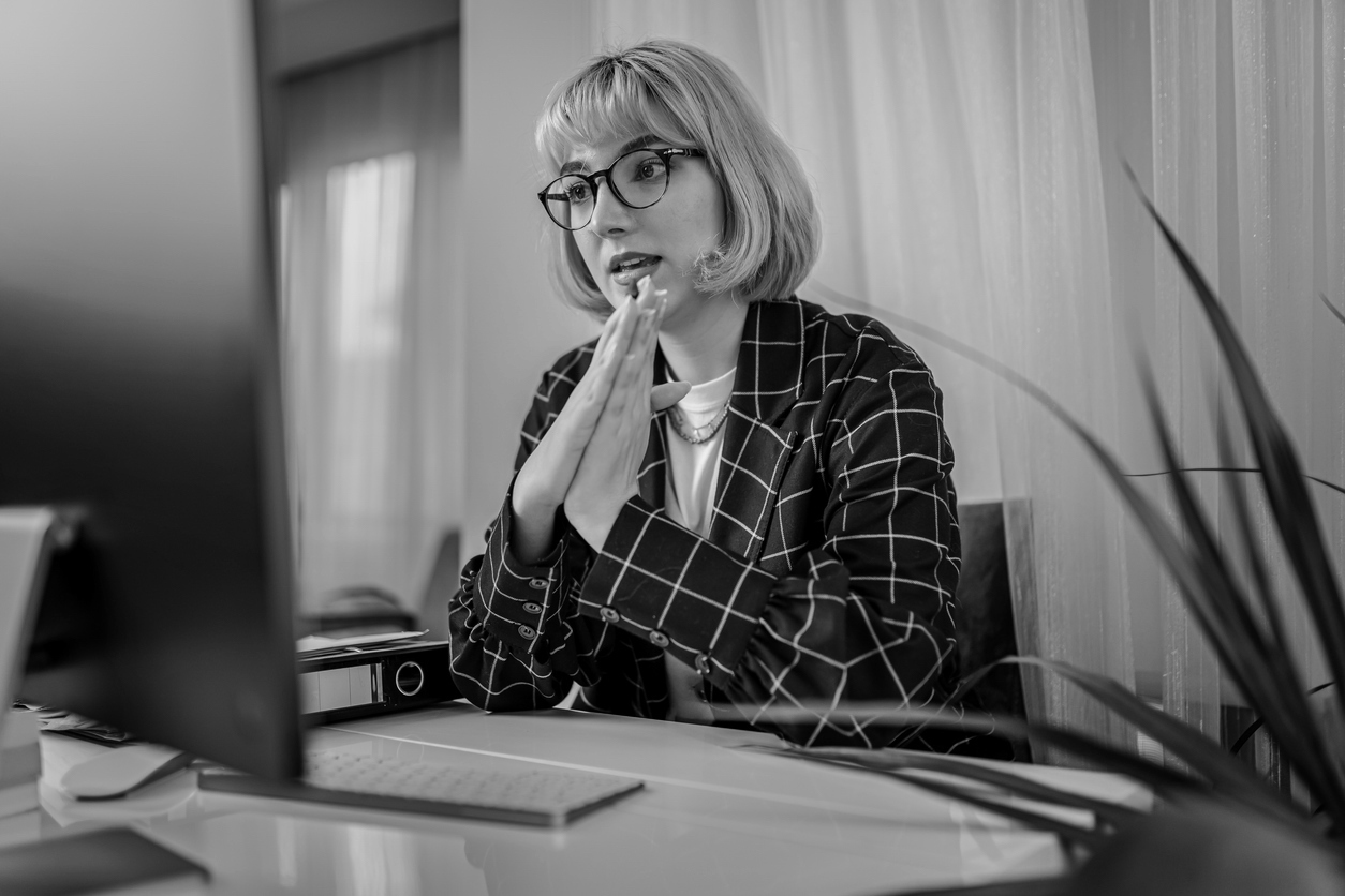 Psychotherapist having online therapy session with their client