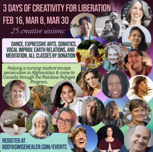 Creativity for Liberation Online Fundraiser for Rainbow Refugee Flyer Image