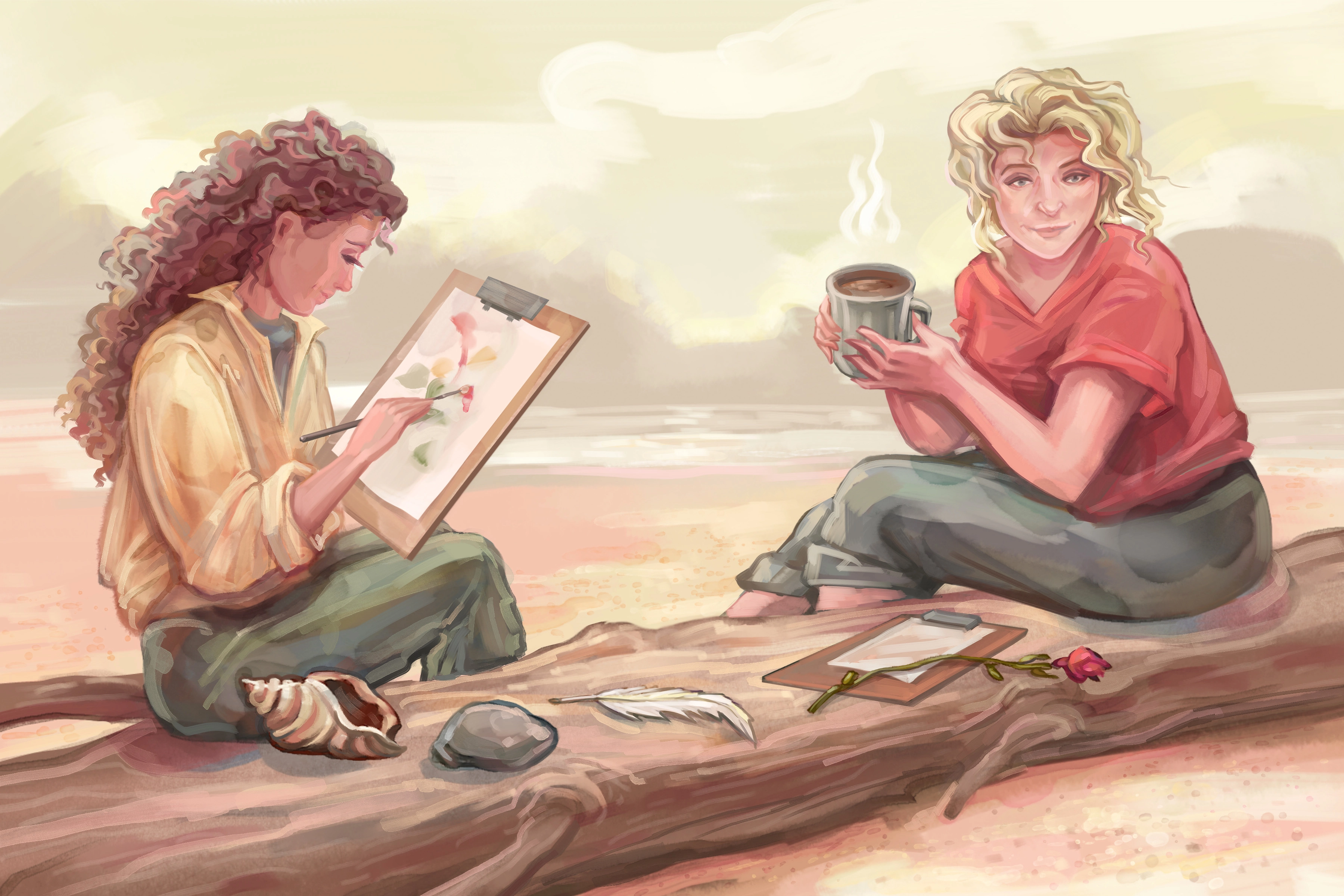 Close-up of two people holding hands in a supportive gesture, one wearing a green sweatshirt and the other in a plaid sleeve