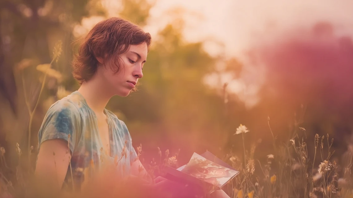 An adult sitting quietly among wildflowers, grieving the loss of parental attunement and considering grief counselling in Canada.