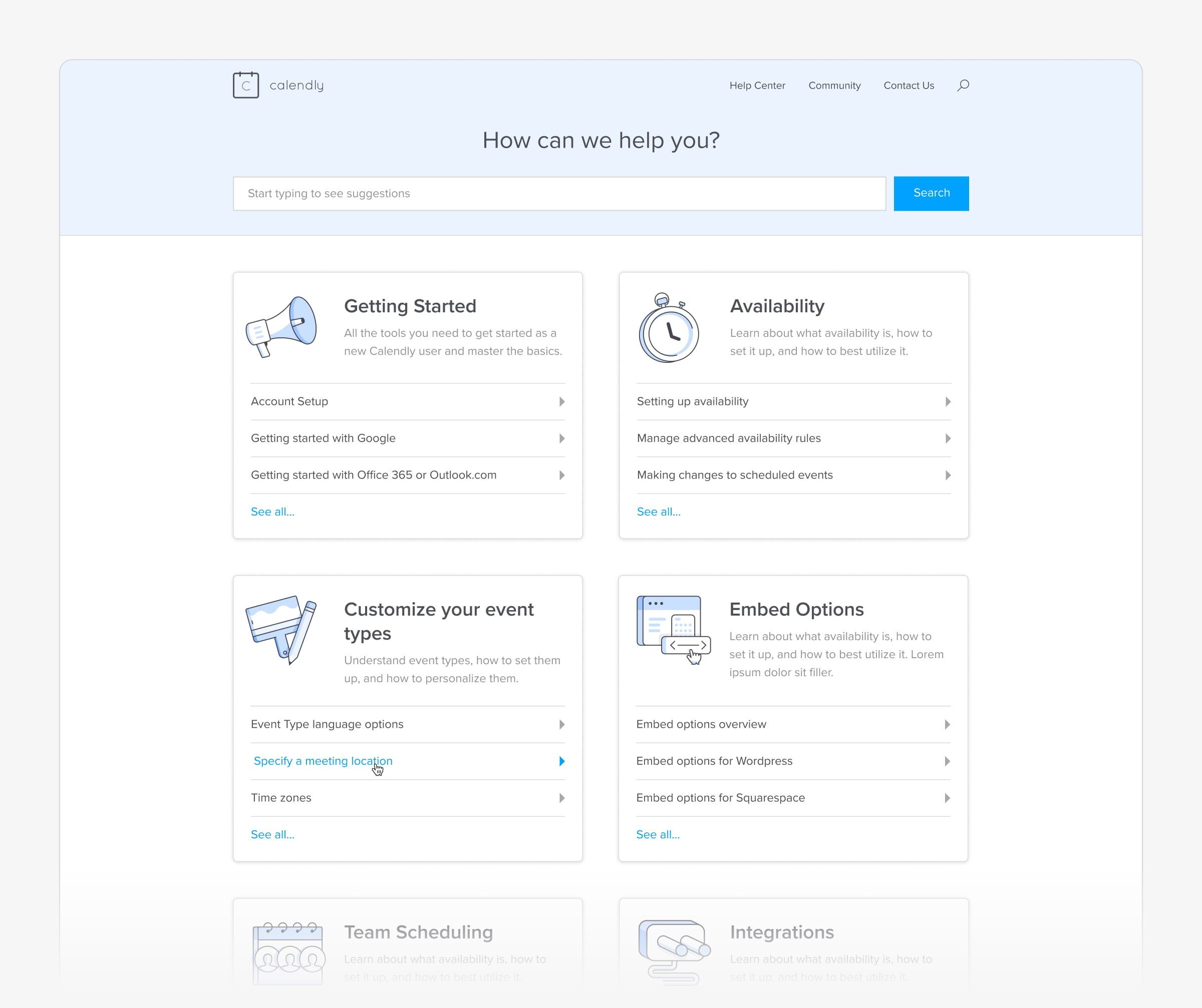 A minimal UI with colorful illustrations in grid