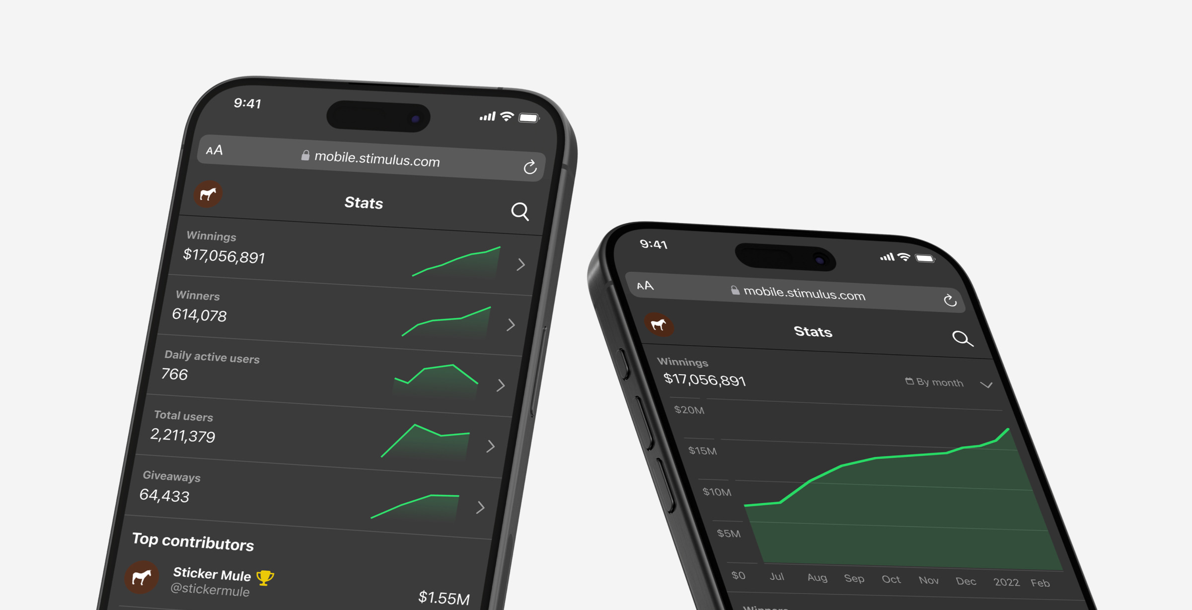2 iphones showing UI for analytics