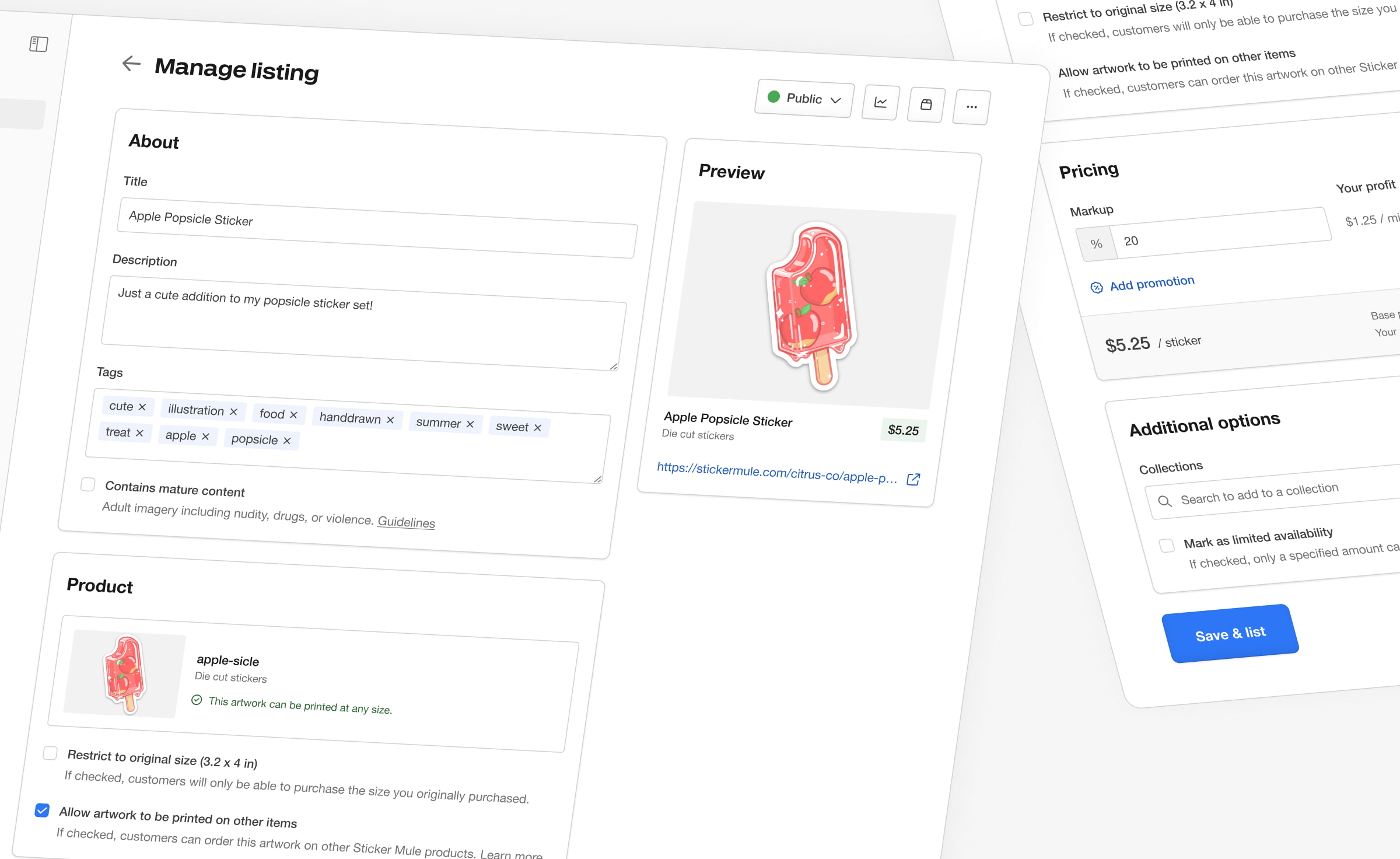 Minimalist UI of a store item management form