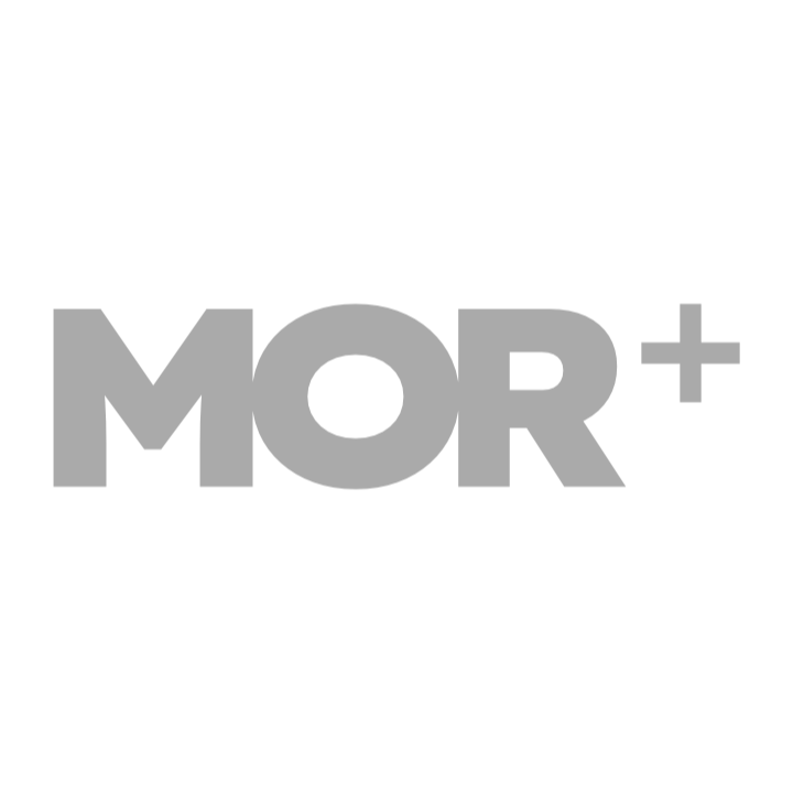The logo for MOR+, a client of Paper Krane's